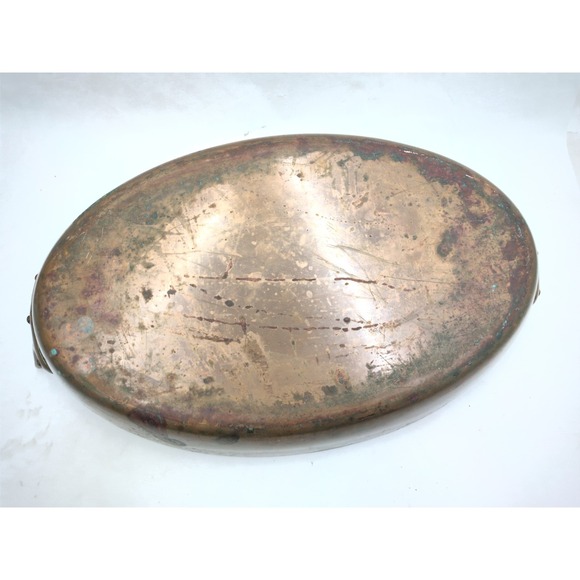 Large 16" French Copper Made in France Hand Tin Lined Au Gratin Pan Vintage - Picture 4 of 13